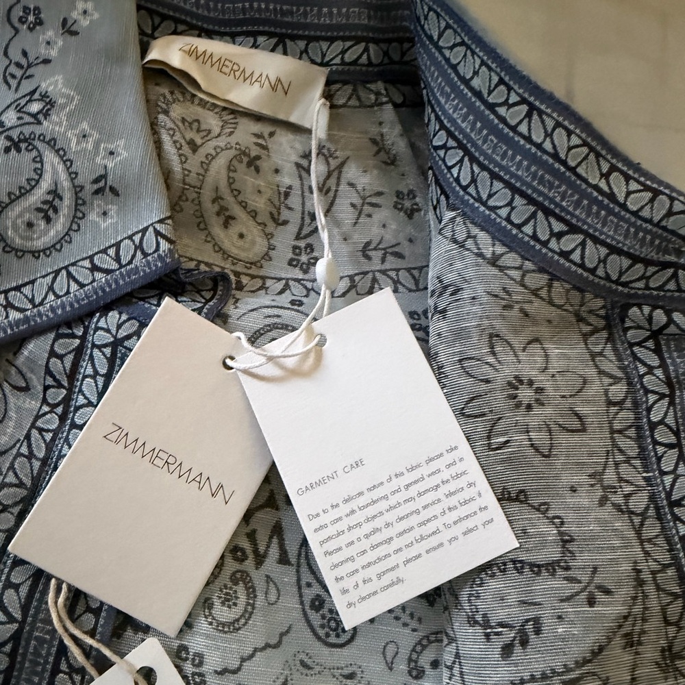 Zimmermann Blue and Gray Paisley Blouse - Picture 3 of 6